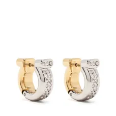 Серьги-кольца с кристаллами и декором Gancini