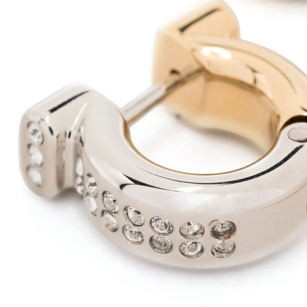 Серьги-кольца с кристаллами и декором Gancini