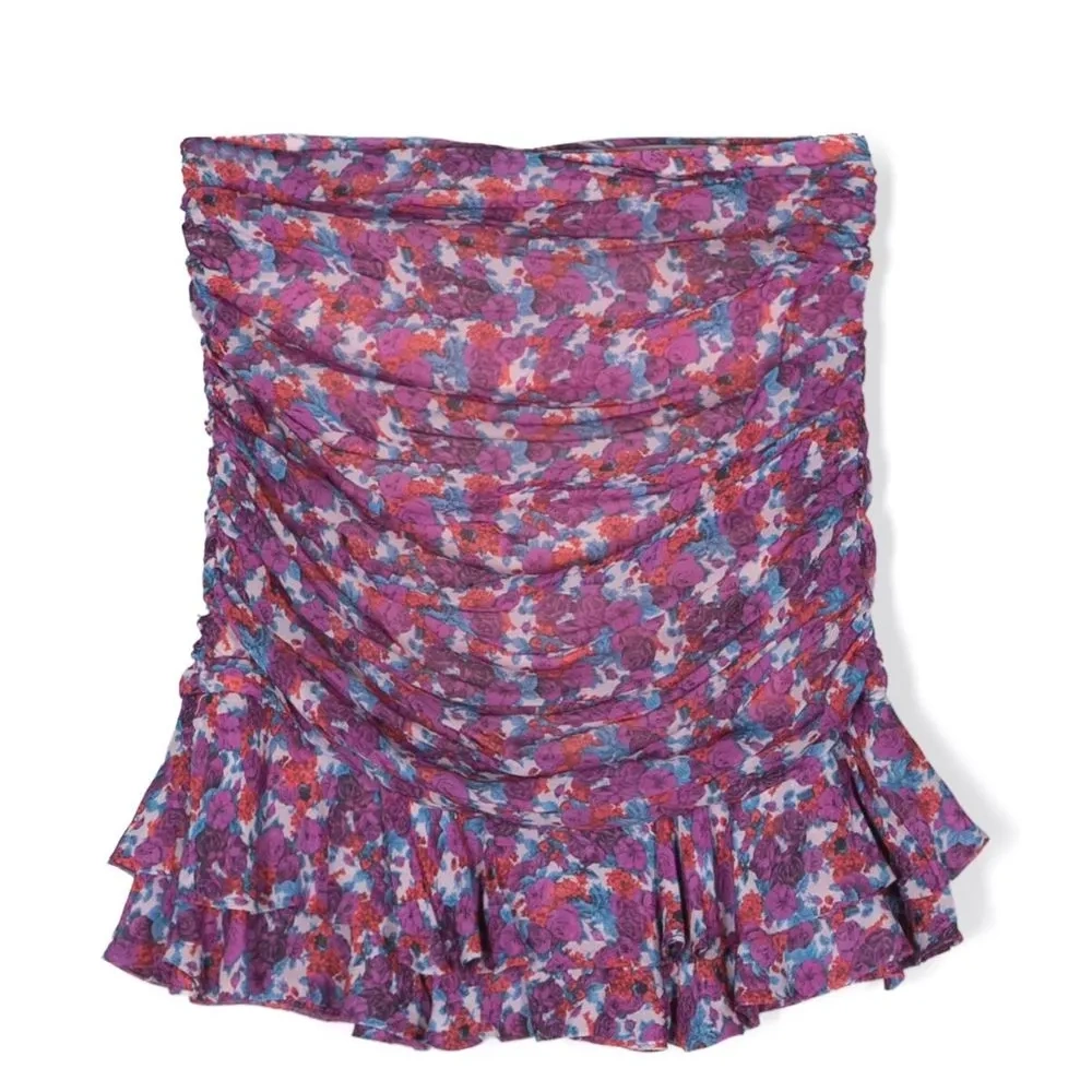 Юбка со сборками и цветочным принтом