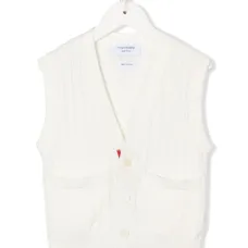 кардиган фактурной вязки без рукавов