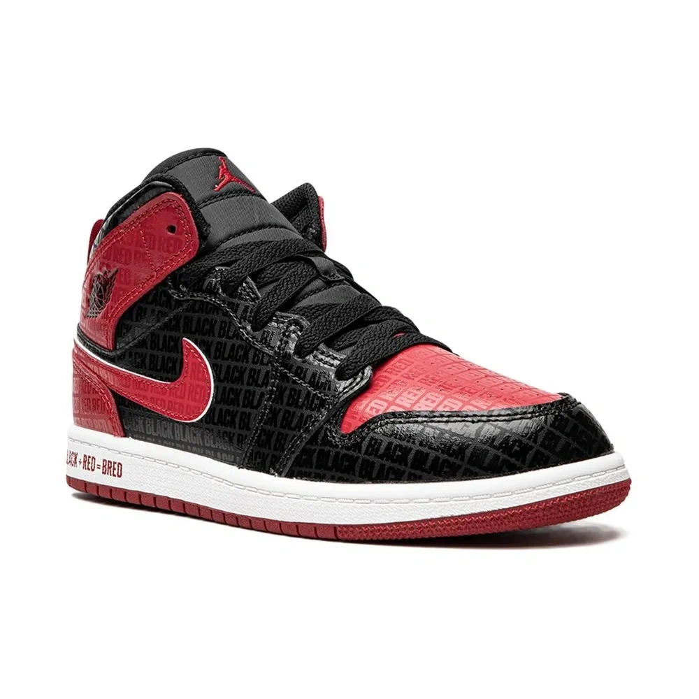 Кроссовки Air Jordan 1 Mid Bred Text Кроссовки Air Jordan 1 Mid Bred Text