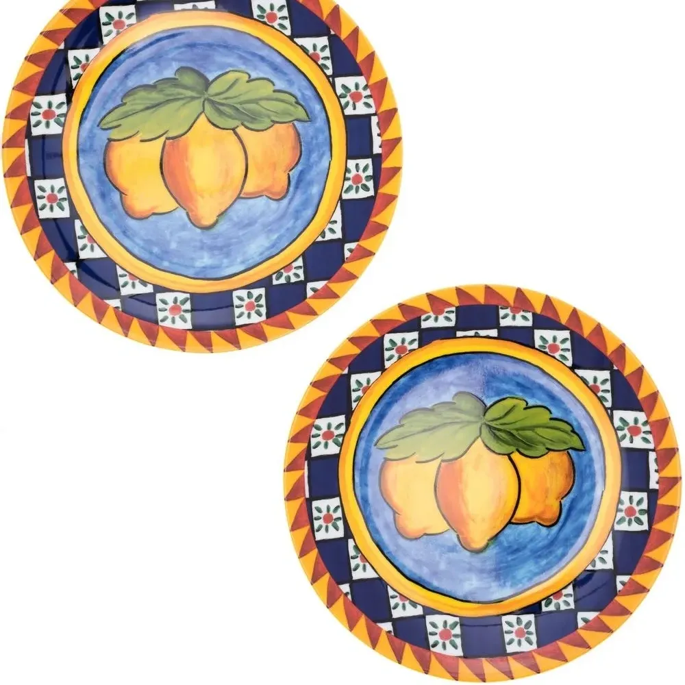 Набор из двух десертных тарелок с принтом Carretto