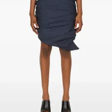 Юбка асимметричного кроя в тонкую полоску