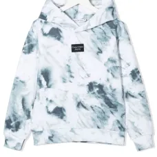 Худи с принтом тай-дай и нашивкой-логотипом