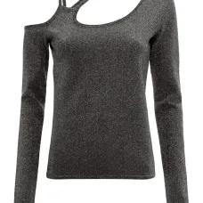 Топ асимметричного кроя с эффектом металлик