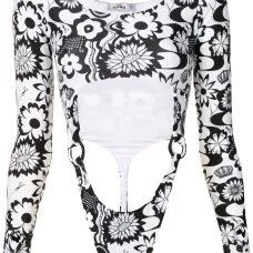 Топ с вырезом и цветочным принтом Топ с вырезом и цветочным принтом