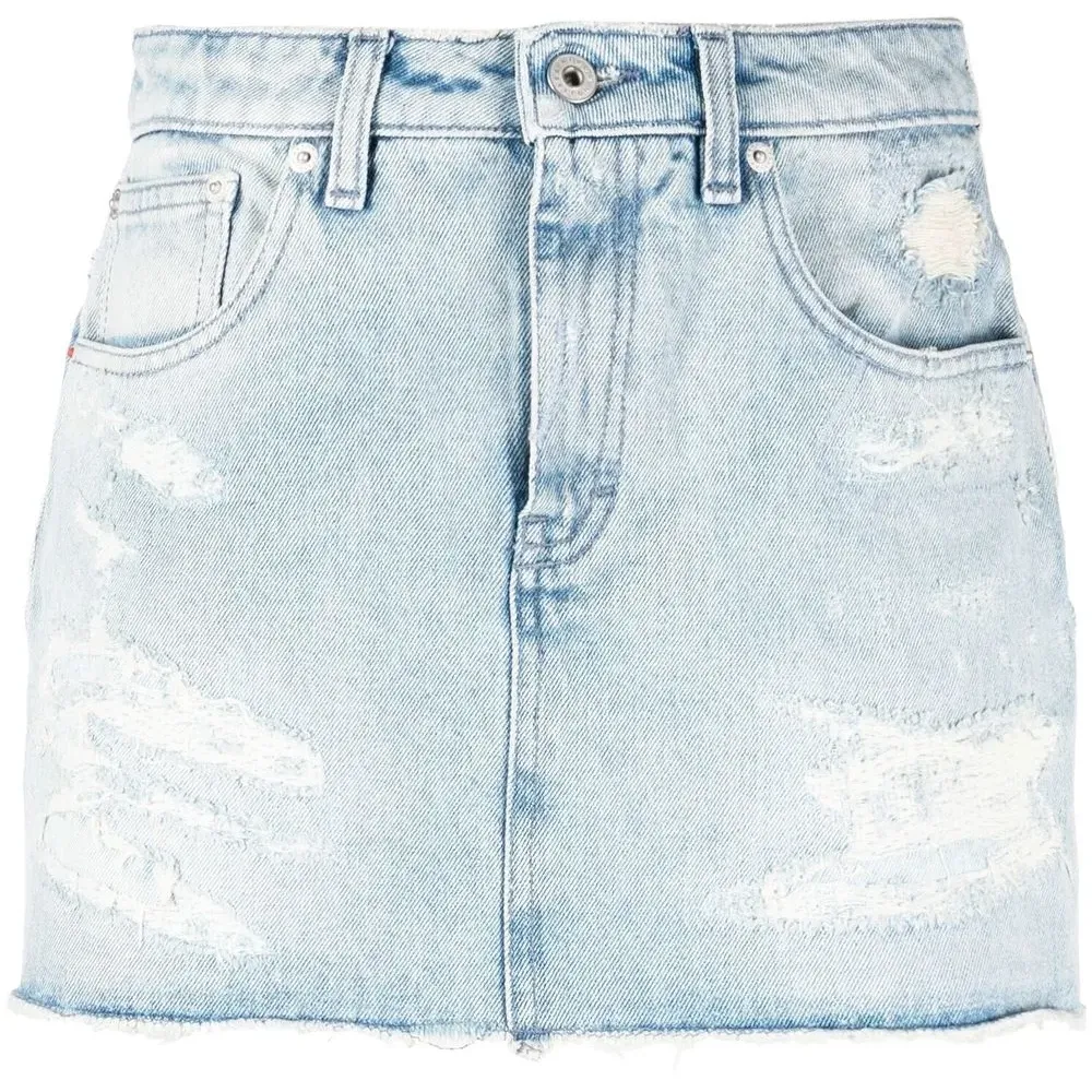 Джинсовая юбка с эффектом потертости