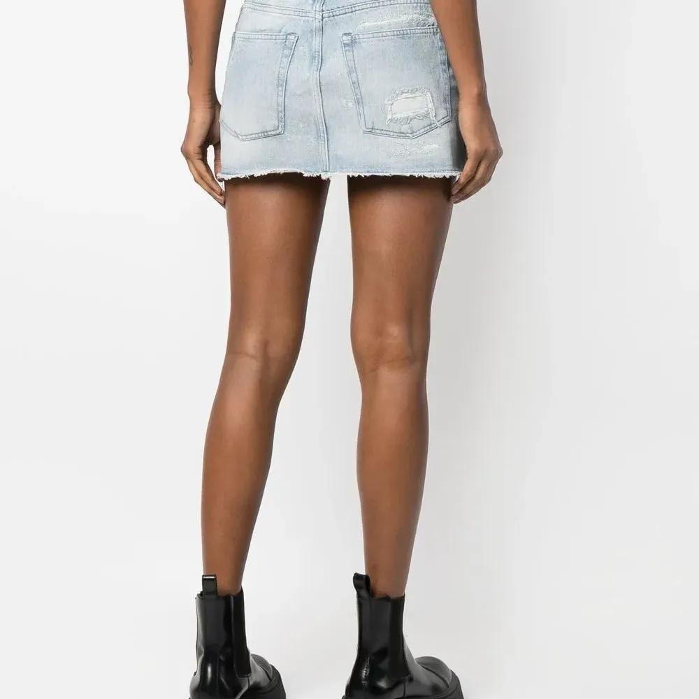 Джинсовая юбка с эффектом потертости