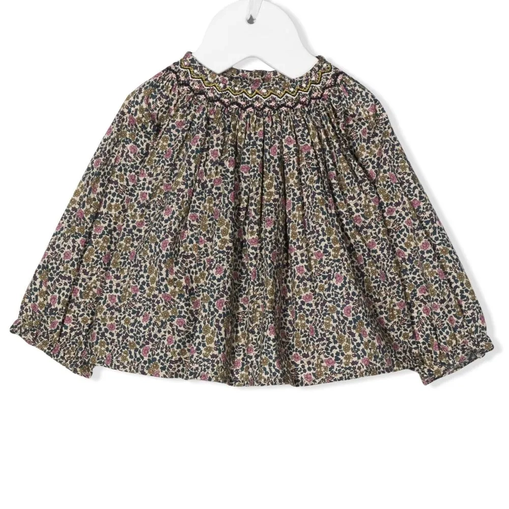 Блузка с длинными рукавами и цветочным принтом