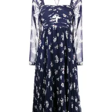 Плиссированное платье миди с принтом