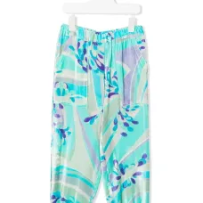 Бархатные брюки с абстрактным принтом