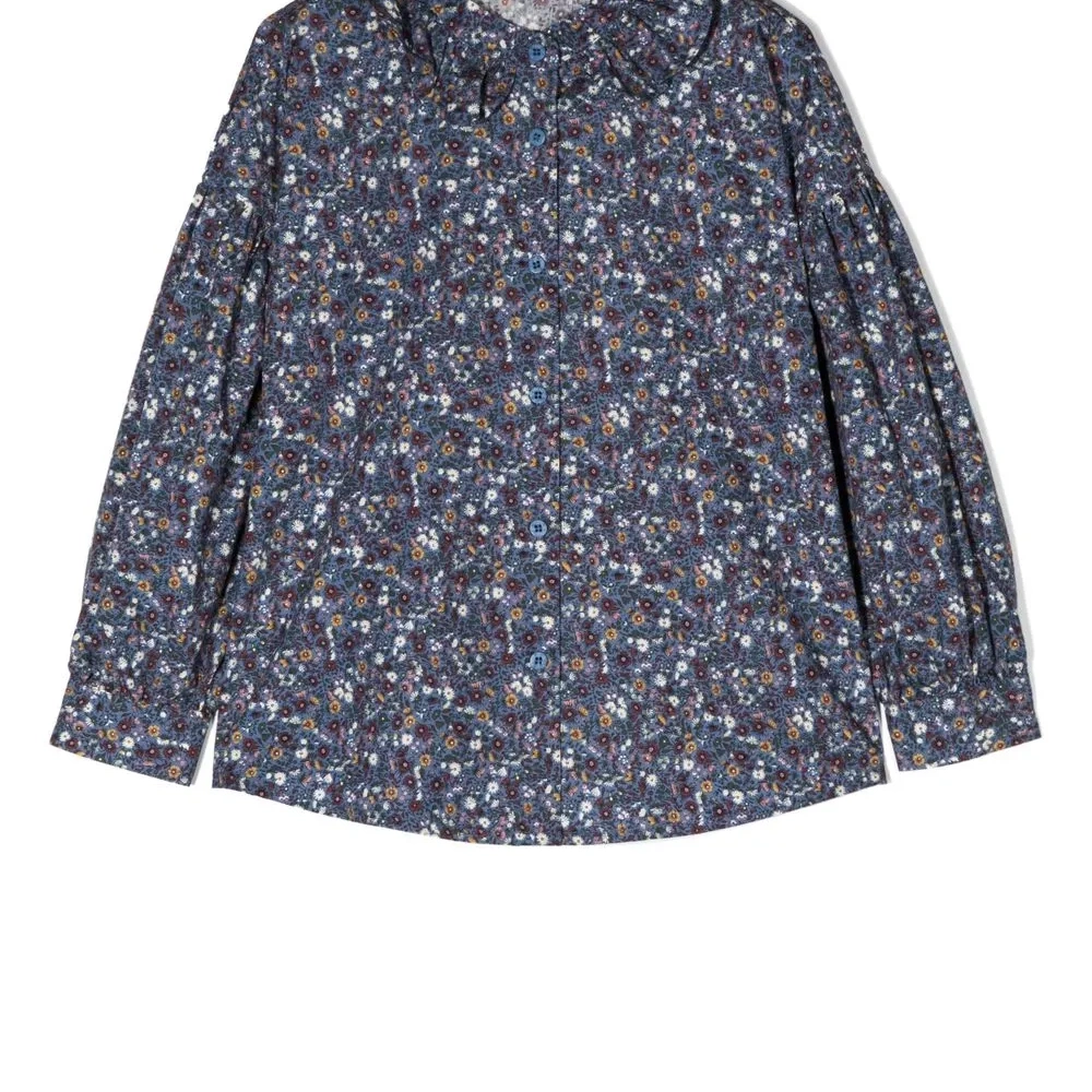 Рубашка с оборками и цветочным принтом