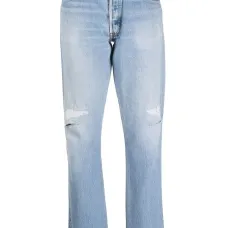 Прямые джинсы с эффектом потертости