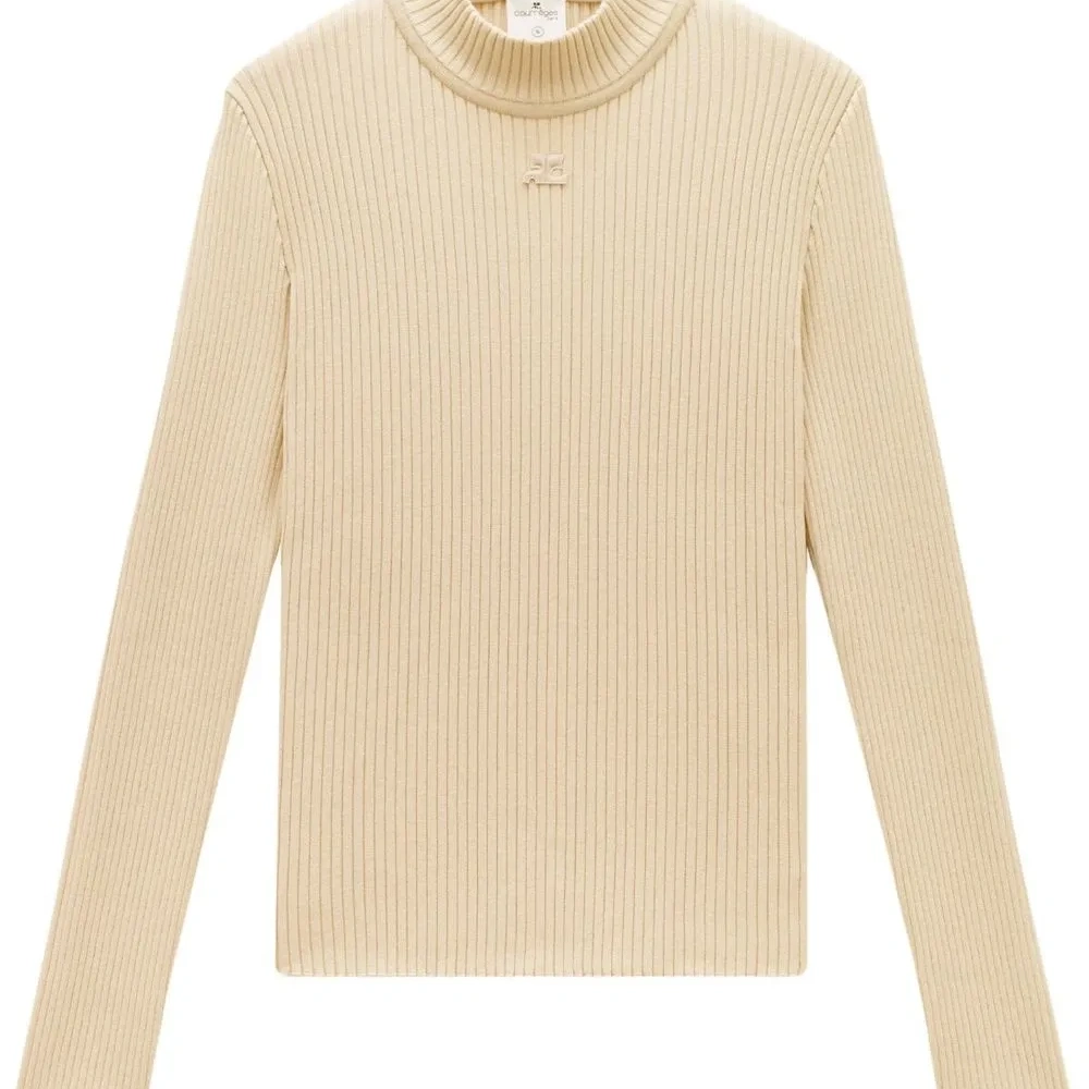 Джемпер в рубчик с высоким воротником