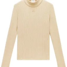 Джемпер в рубчик с высоким воротником