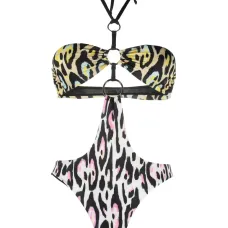 Купальник с леопардовым принтом и вырезами