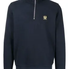 Толстовка с воротником на молнии и нашивкой-логотипом