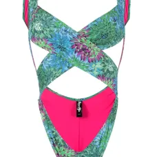 Слитный купальник с перекрестными ремешками