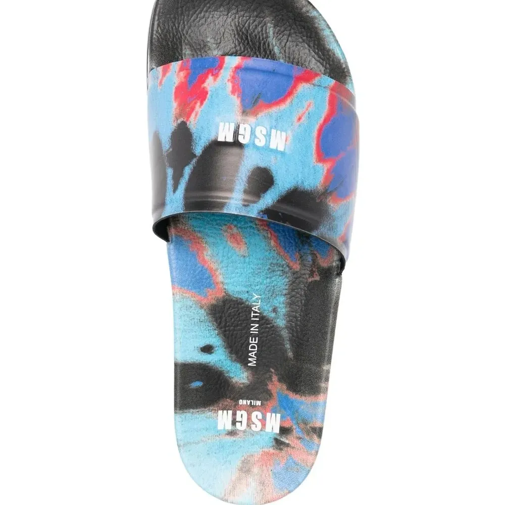 шлепанцы с принтом тай-дай и логотипом