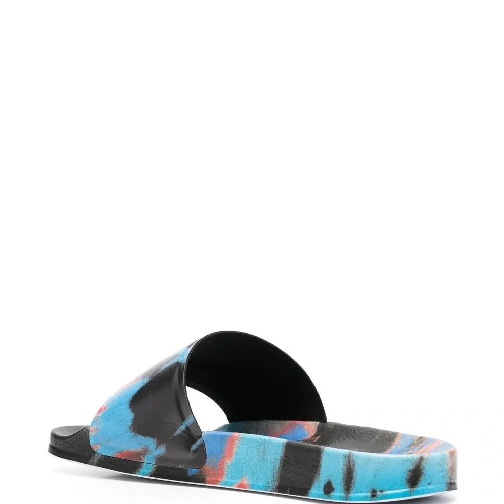 шлепанцы с принтом тай-дай и логотипом