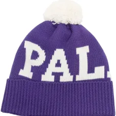 Шапка бини с помпоном и логотипом