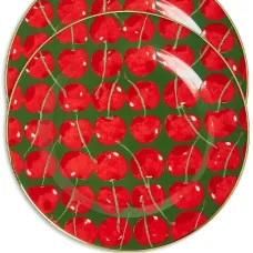 Набор из двух десертных тарелок с принтом Cherries Verde Набор из двух десертных тарелок с принтом Cherries Verde