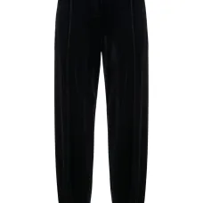 Бархатные брюки с завышенной талией