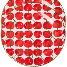 Набор из двух десертных тарелок с принтом Cherries Avorio Набор из двух десертных тарелок с принтом Cherries Avorio