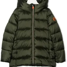 Пуховик с капюшоном и нашивкой-логотипом