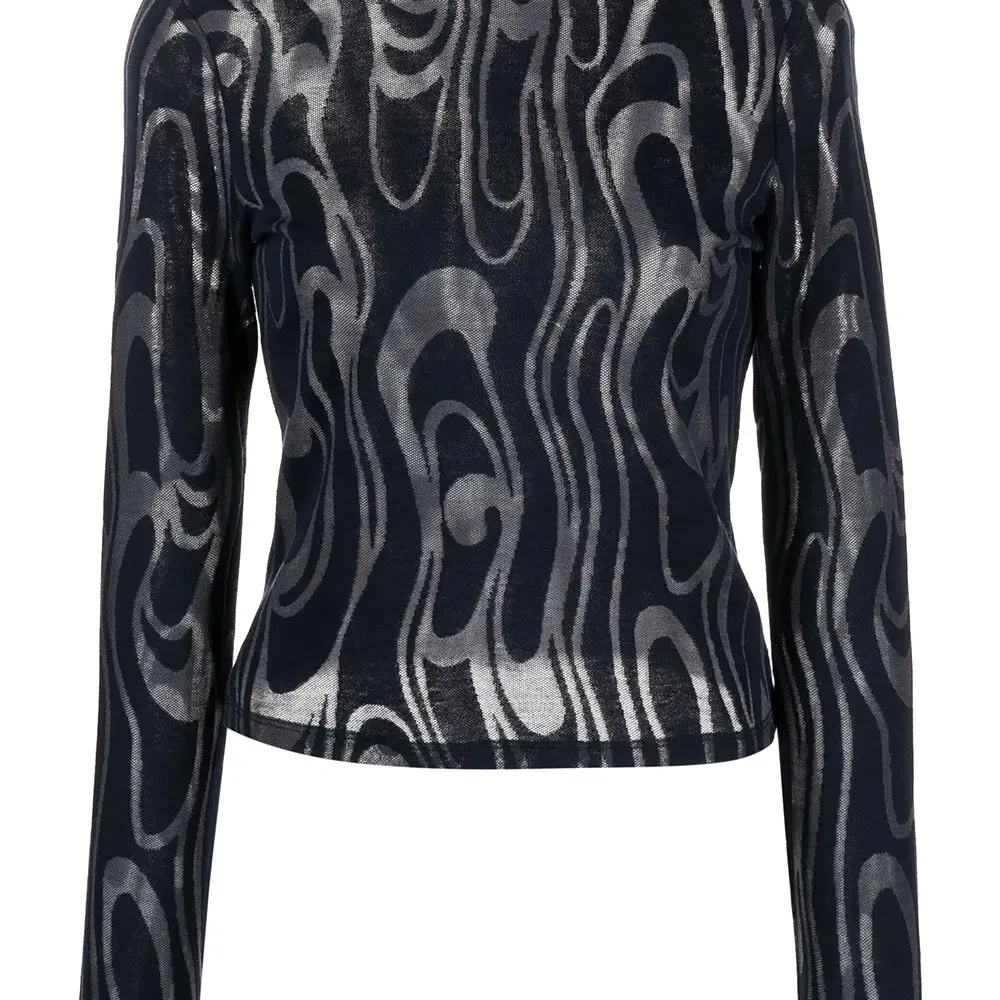 Топ Shrunk с высоким воротником и длинными рукавами