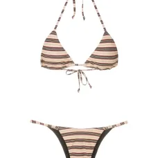 Бикини в полоску с вырезом халтер