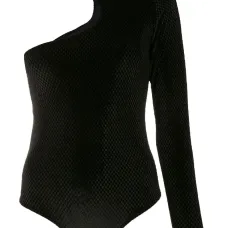 Бархатное боди с одним рукавом