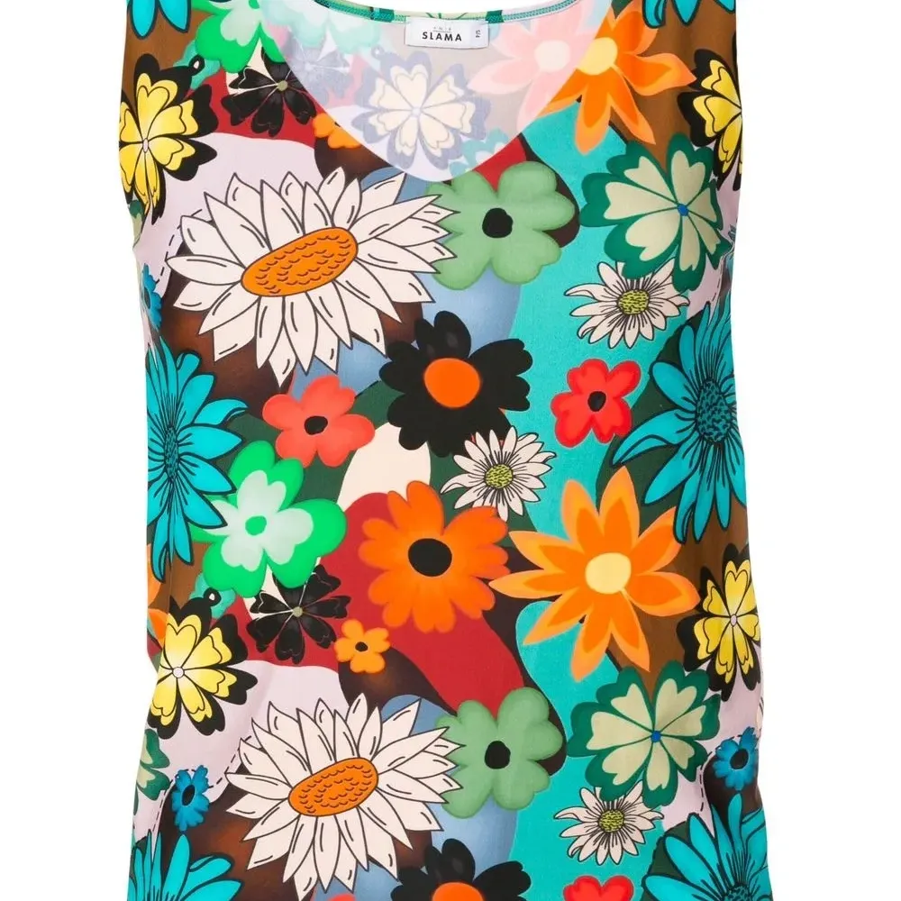 Топ с V-образным вырезом и цветочным принтом