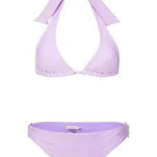 Бикини в технике кроше с вырезом халтер