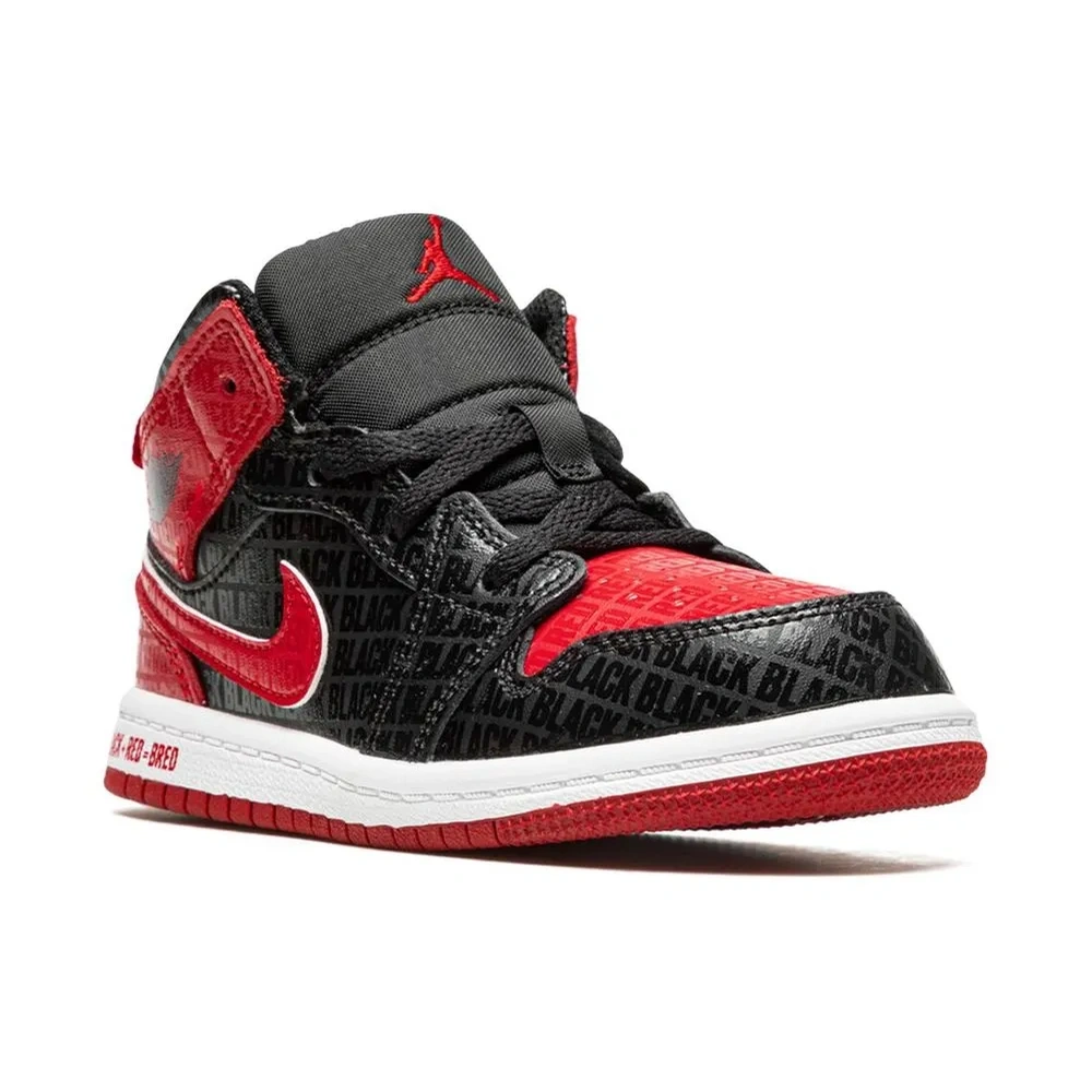 Кроссовки Air Jordan 1 Mid Black + Red Кроссовки Air Jordan 1 Mid Black + Red