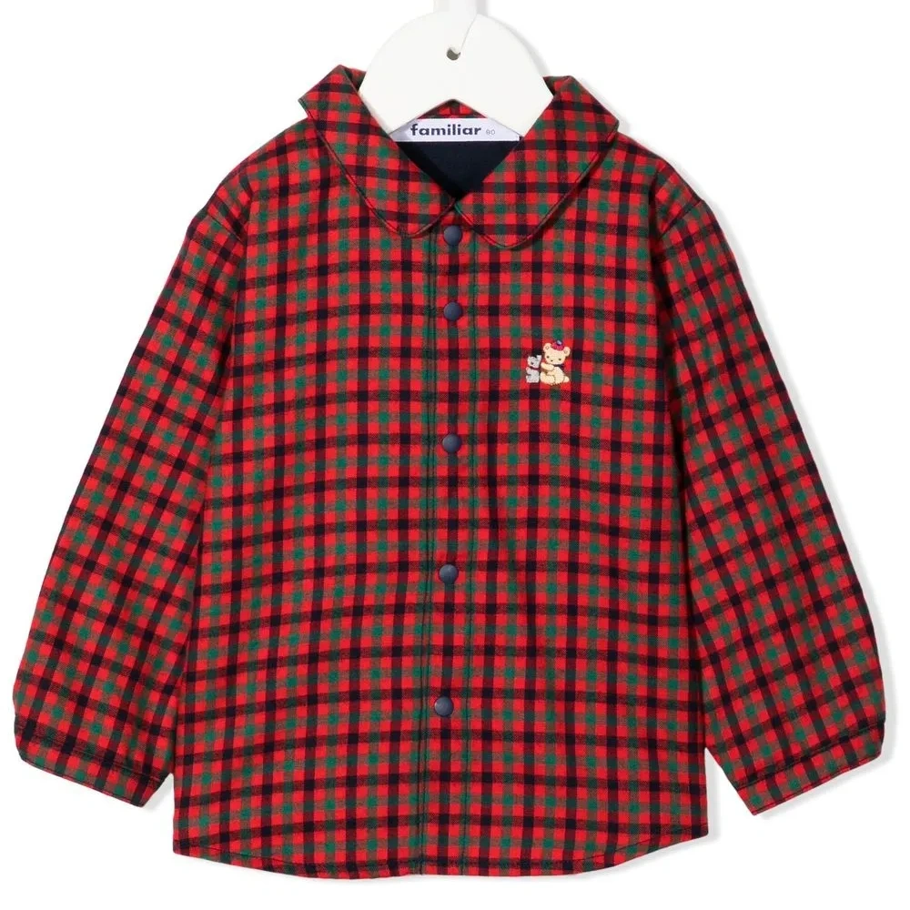 Рубашка в клетку гингем с контрастной вставкой