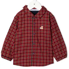 Рубашка в клетку гингем с контрастной вставкой