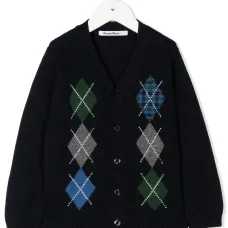 Кардиган вязки интарсия с узором аргайл