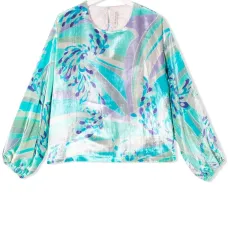 Бархатная блузка с абстрактным принтом