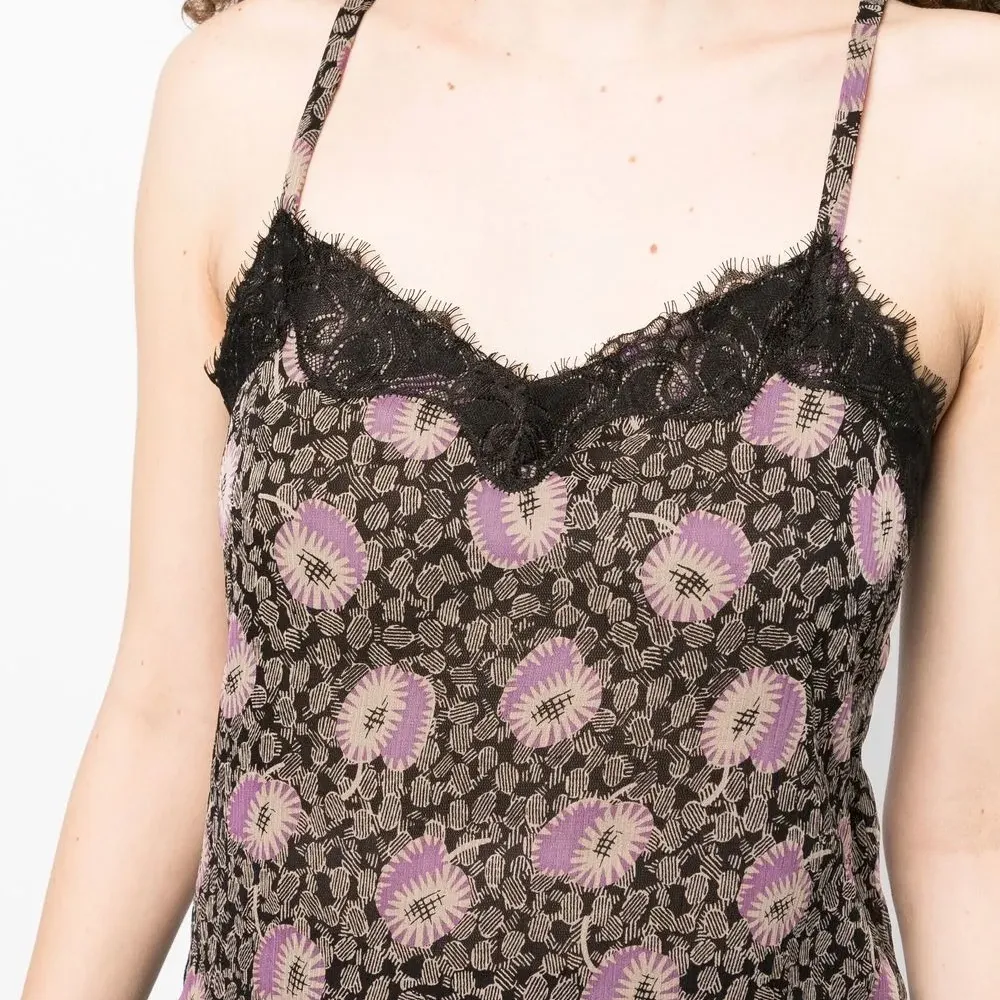 Шелковый топ на бретелях с цветочным принтом