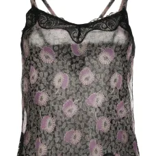 Шелковый топ на бретелях с цветочным принтом Шелковый топ на бретелях с цветочным принтом