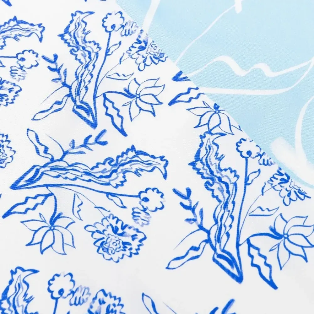 Шелковый платок с цветочным принтом в технике пэчворк