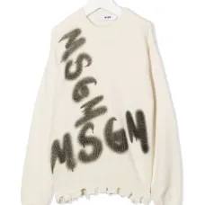 Джемпер с эффектом потертости и логотипом Джемпер с эффектом потертости и логотипом