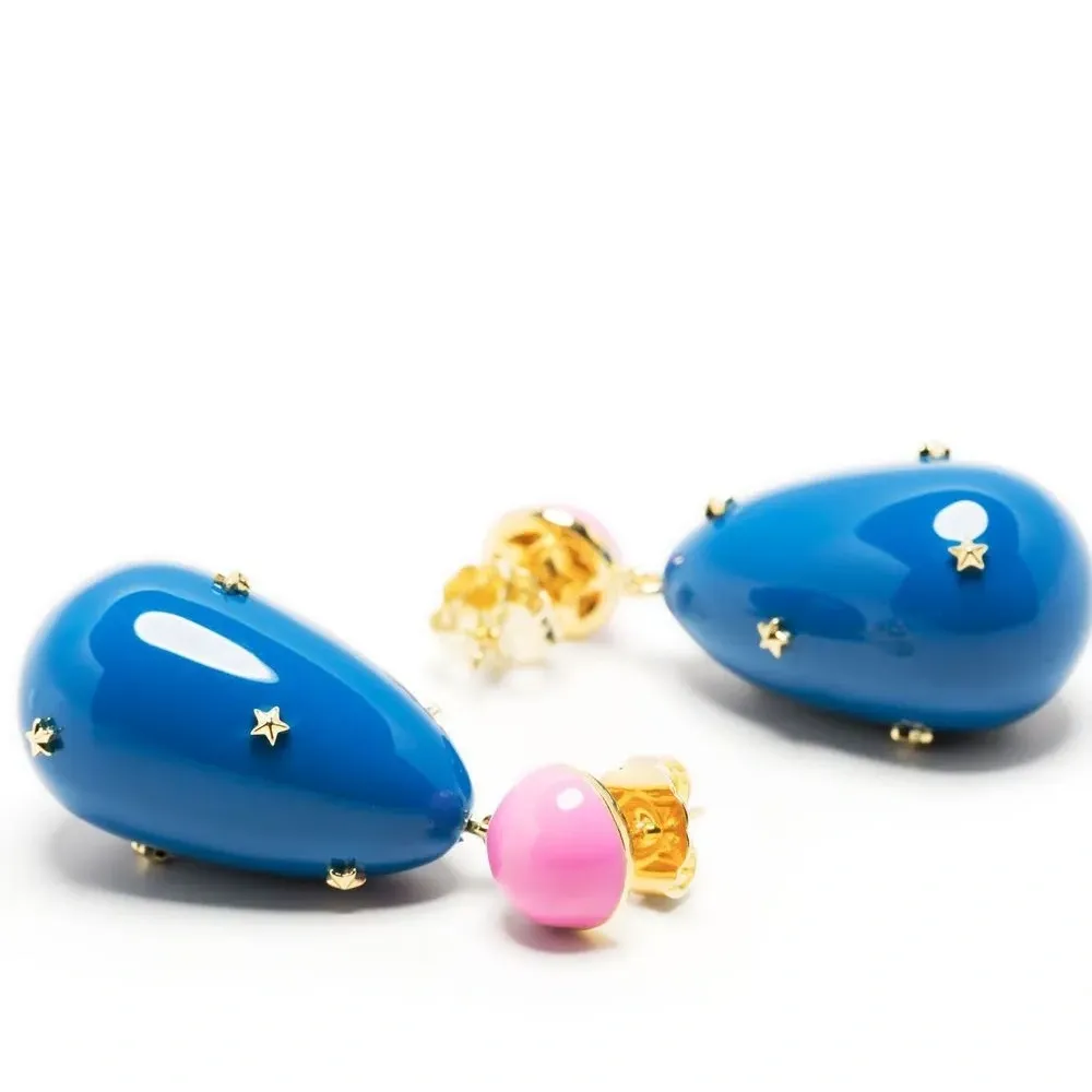 серьги-подвески с эмалью