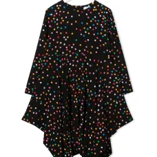 платье с драпировкой и принтом в горох