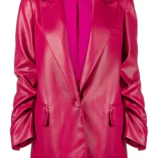 Однобортный блейзер из искусственной кожи