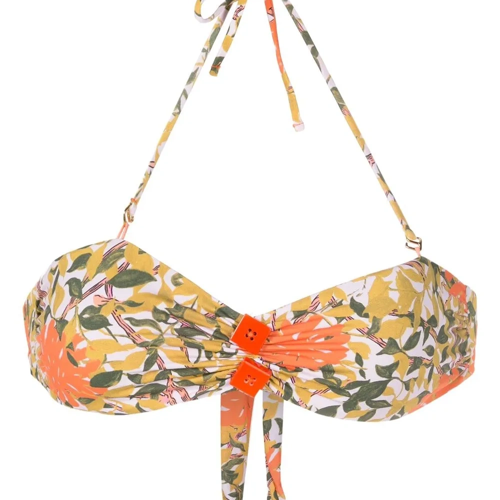 Топ бикини с вырезом халтер и цветочным принтом Топ бикини с вырезом халтер и цветочным принтом