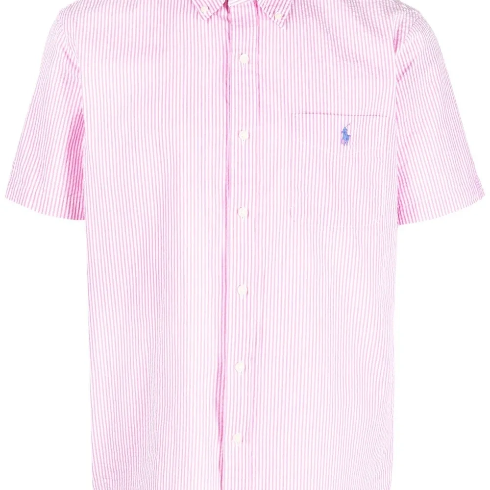 Полосатая рубашка с вышитым логотипом