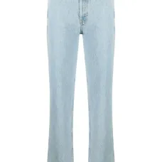 прямые джинсы из винтажного денима с завышенной талией