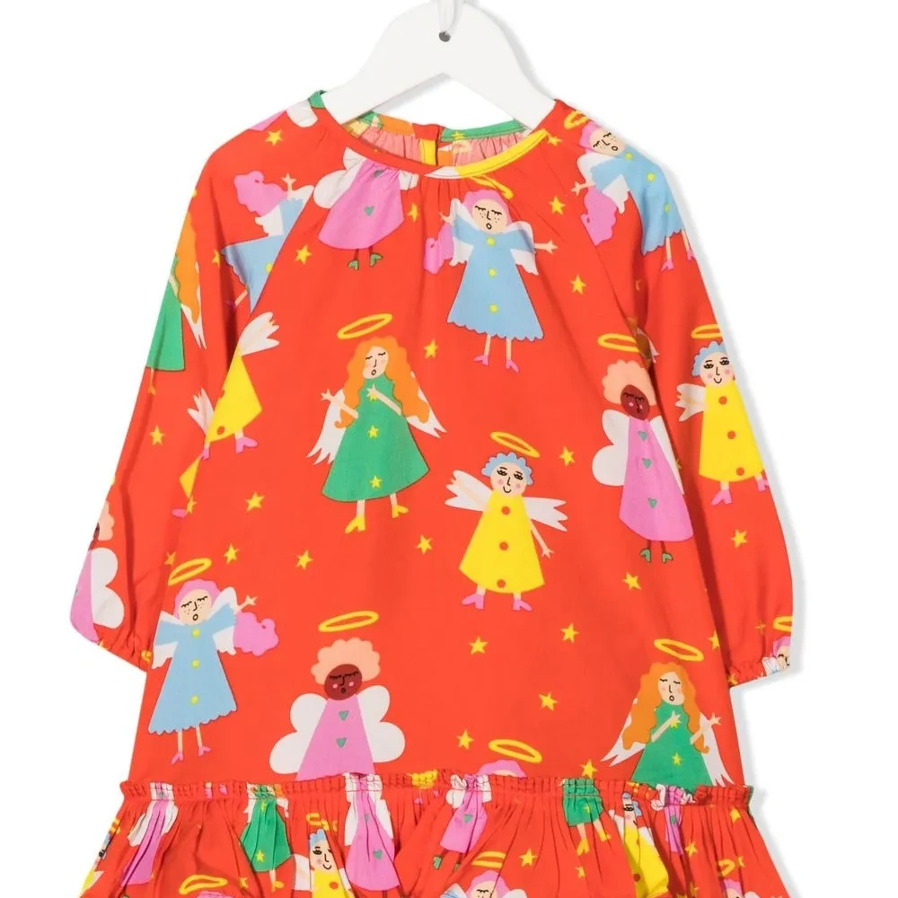 Платье с оборками и принтом